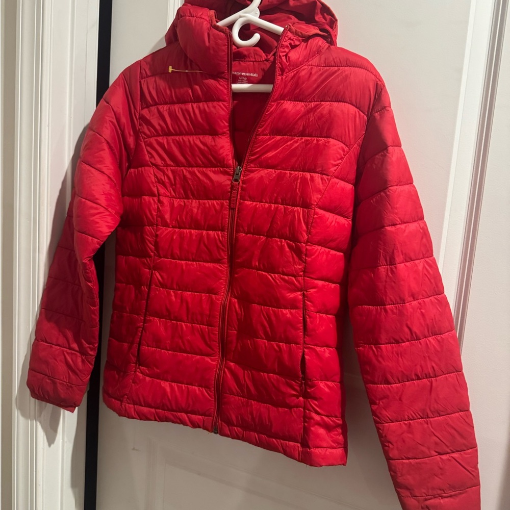 Amazon Essentials Bright Red Puffer Jacket Size S - image 1